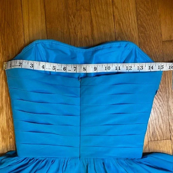 Dressy Evening Gown Wispy Pleated Blue Chiffon Classic Strapless Goddess Dress - Picture 7 of 8